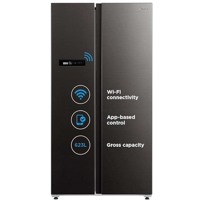 Midea 592 L Side By Side, Wi-Fi Double Door Refrigerator Voice Assistant, App Control, Inverter