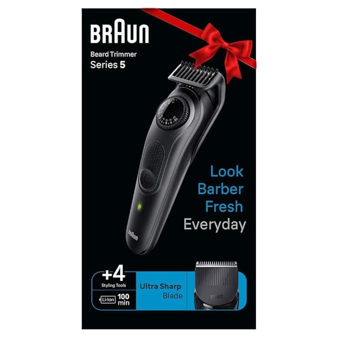 Braun Beard Trimmer for Men, BT5410, From Gillette, Style, Edge, Detail, Lifetime Sharp Blades, 39 Length Settings, 100-Min Runtime, Waterproof, 5 min Quick Charge, Precision Trimming Comb