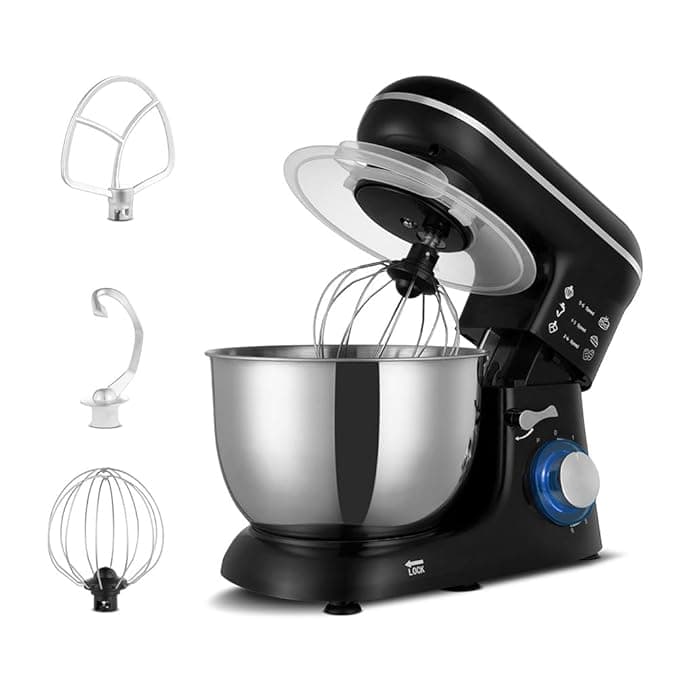 KENT Stand Mixer 1300 W | Ideal To Whisk, Mix & Knead | 5L Stainless Steel Bowl | 6 Speed Setting & Pulse Function | 100% Copper Motor | Included Component Whisker, Dough Hook & Beater