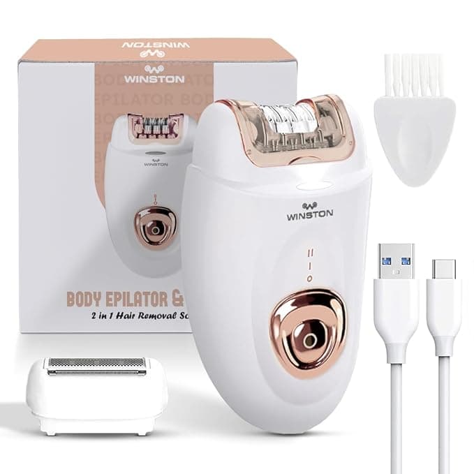 Winston Rechargeable Body Epilator and Shaver for Women Facial Hair Remover Machine | Mini Portable Electric Body Shaver | Bikini Trimmer - 90 min Runtime