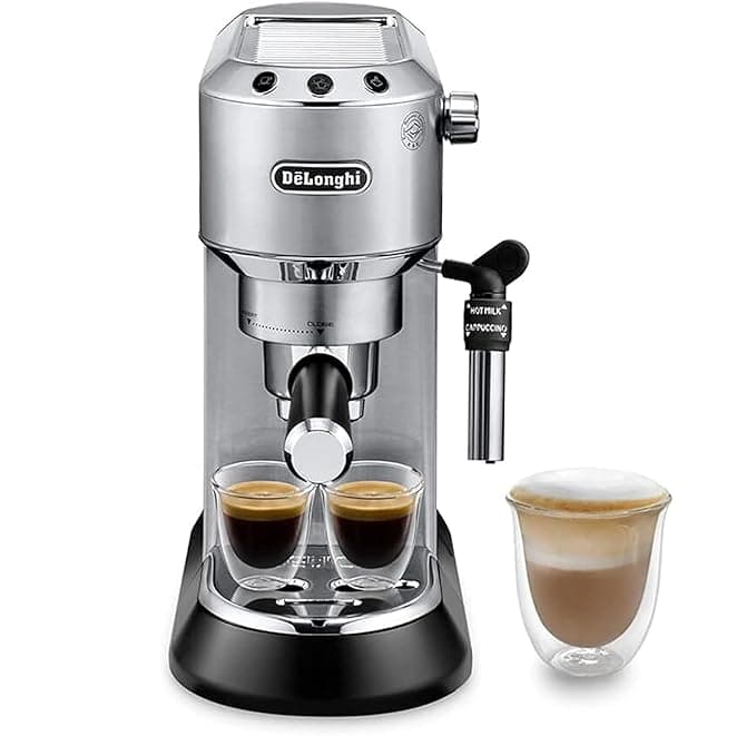 DeLonghi EC685.M Dedica Style Pump Espresso Coffee Machine | Espresso, Cappuccino, Latte & More Recipe Options| Coffee Maker Machine for Home | 15 Bar Pressure, 1350 W|Free Demo & Installation|Metal