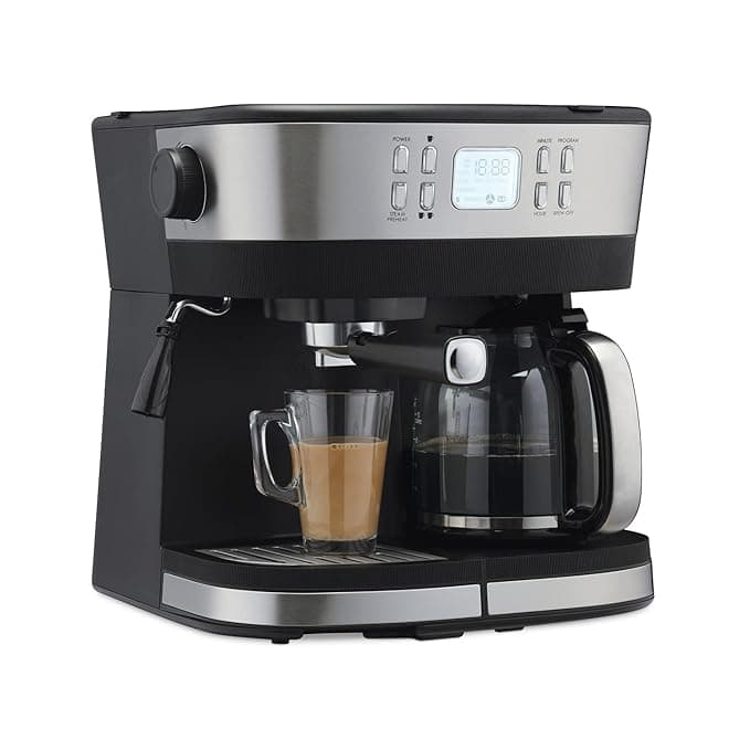 Morphy Richards DuoPresso 2-in-1 Coffee Maker|Drip & Espresso| 15 bar Pressure| Digital Display|Removable Drip Tray| Upto 10 cups* of Coffee| Keep Warm Tray| 2-Yr Warranty by Brand