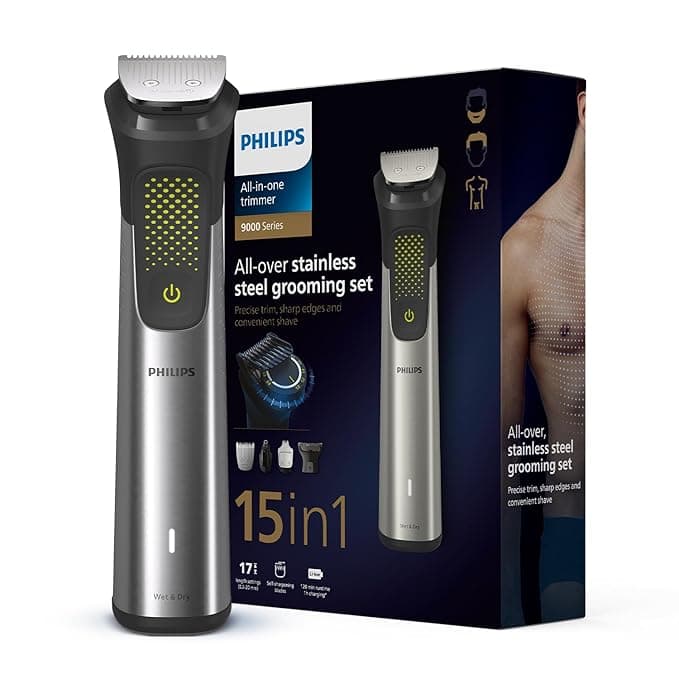 PhilipsIndia's No.1 Men's Trimmer| Pro BeardSense Technology| 15-in-1 Pro Kit - Face, Body & Private Parts| Premium All Metal BodyI 3 Year WarrantyI 120min RuntimeI 5min Quick Charge MG9551