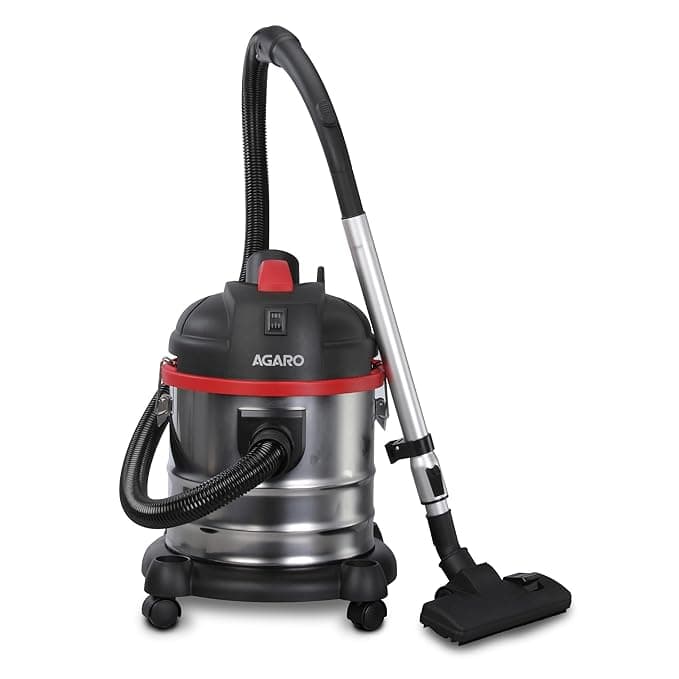 AGARO Ace Wet & Dry Vacuum Cleaner, 1600 Watts, 21.5 kPa Suction Power, 21 litres Tank Capacity, for Home Use, Blower Function, Washable 3L Dust Bag, Stainless Steel Body