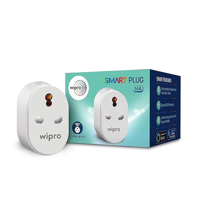 Wipro 16A Wi-Fi Smart Plug with Energy Monitoring- Suitable for Large Appliances like Geysers, Microwave Ovens, Air Conditioners (Works with Alexa and Google Assistant)