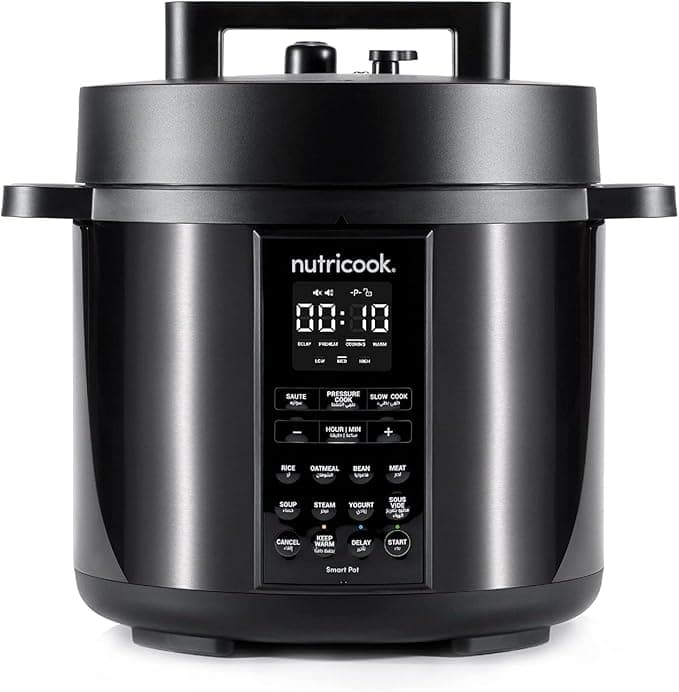 Nutricook Stainless Steel Smart Pot 2, 1000W, 9 In 1 Instant Programmable Electric Pressure Cooker, Slow Cooker, Rice Cooker, Steamer, Saute Pot, Warm Food, Smart Lid (Smart Pot 6 Litre)