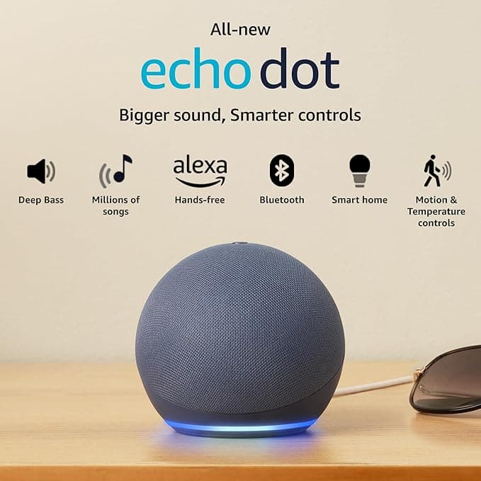 Amazon Echo Dot (5th Gen) | Smart speaker with Bigger sound, Motion Detection, Temperature Sensor, Alexa and Bluetooth