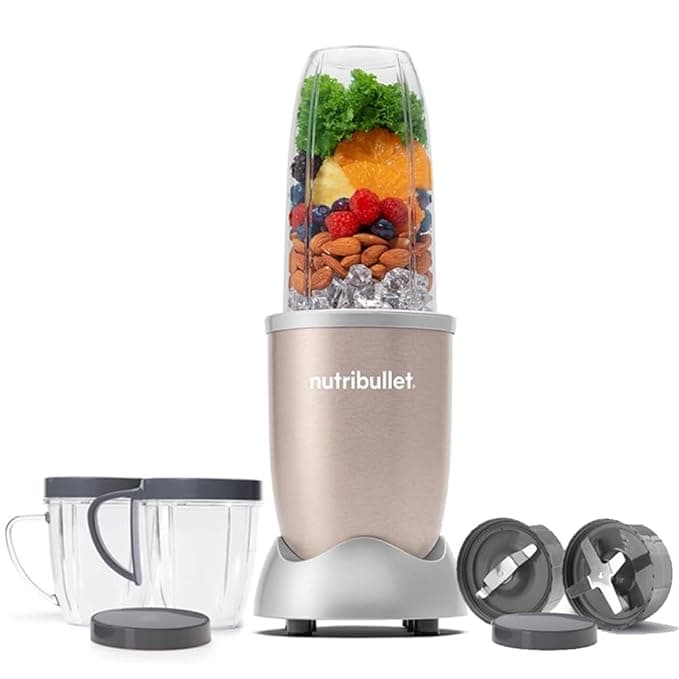 Nutribullet Pro 900W Champagne Gold, 12 Pcs Set, Usa #1 Mixer / Grinder / Smoothie Maker, ''The Original'', Food Processor, Best Blender, 3 Unbreakable Jars, 2 Blade Set (Wet & Dry) - 900 Watts
